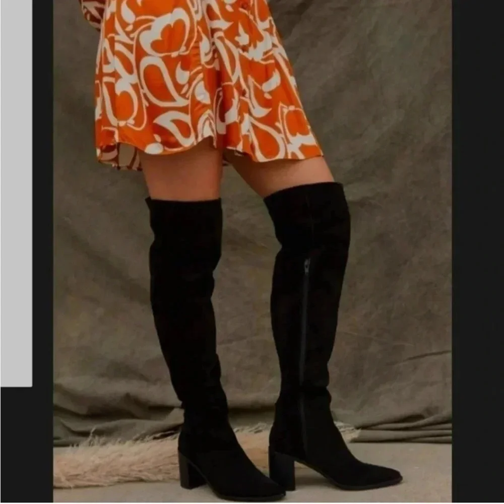 New Seychelles Gifted Tall Boot Over The Knee Black Suede Sz 6